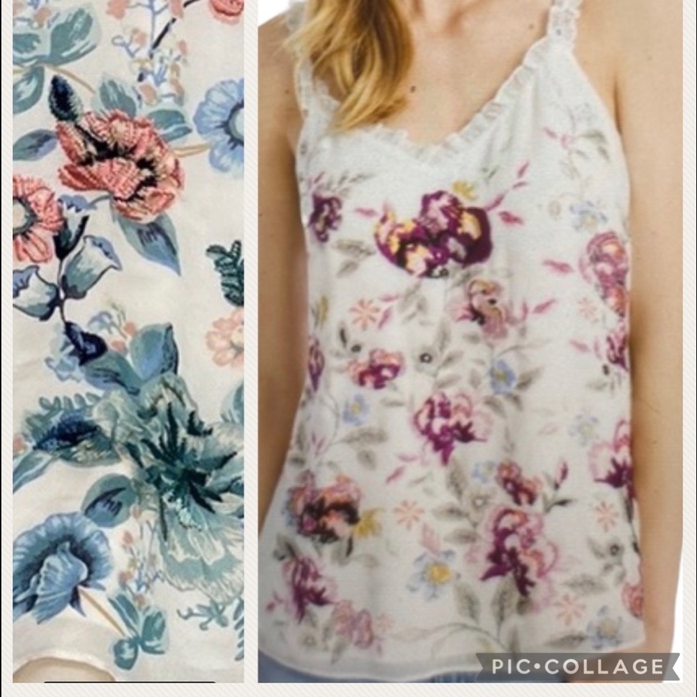 WHBM Floral Ruffled Straps Blouse